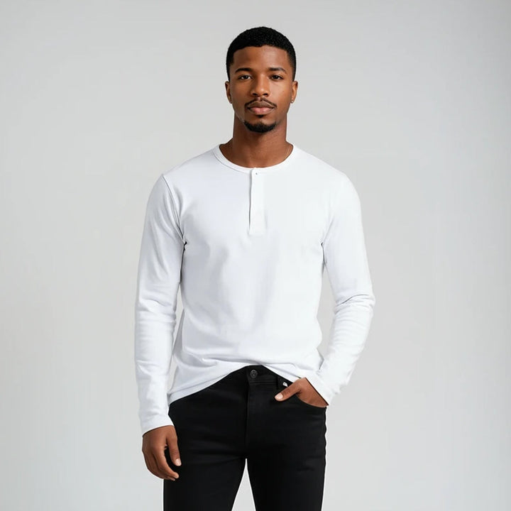 Men’s Long Sleeve Henley Top - Grey