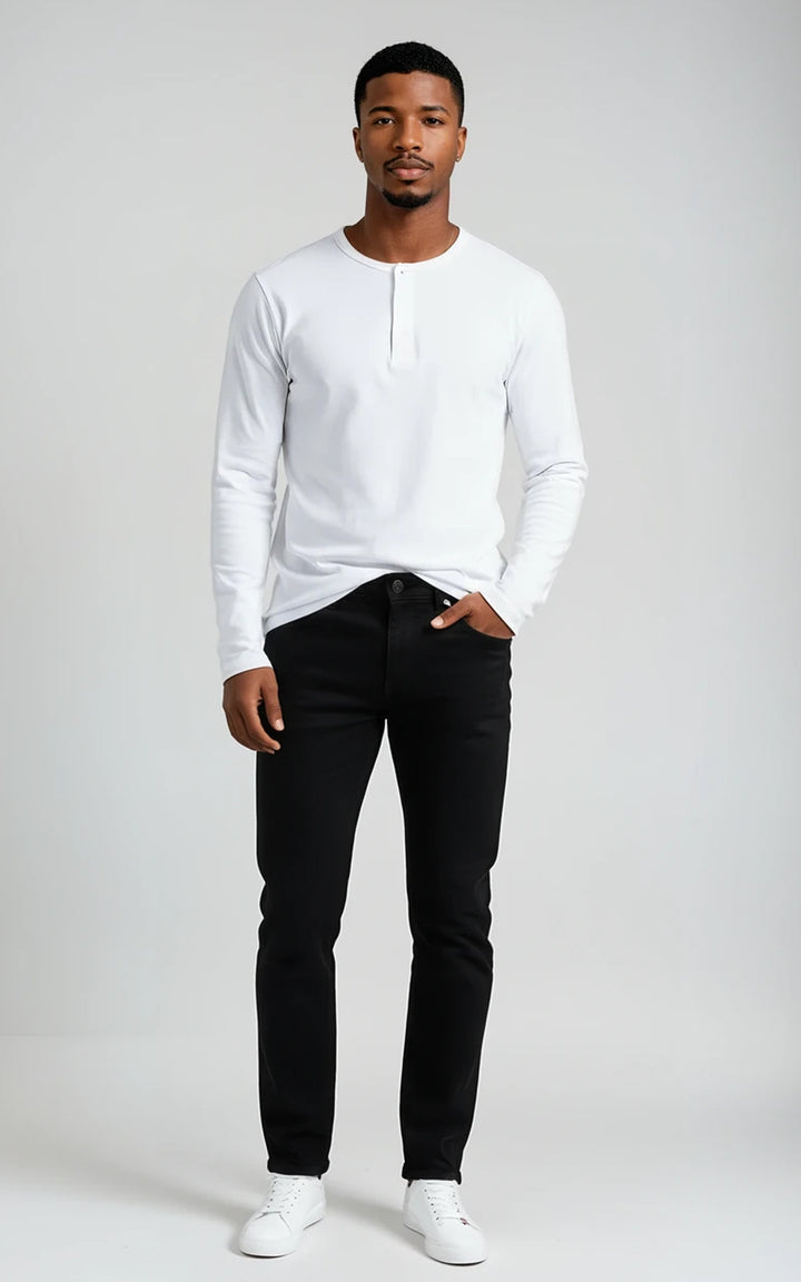 Men’s Long Sleeve Henley Top - Grey